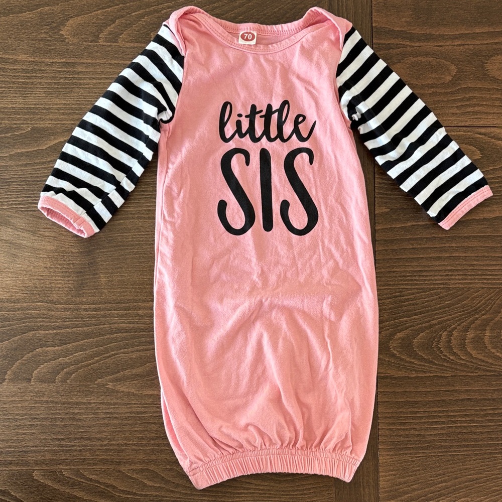 Little Sis Pink and Black Striped Kids Pajamas